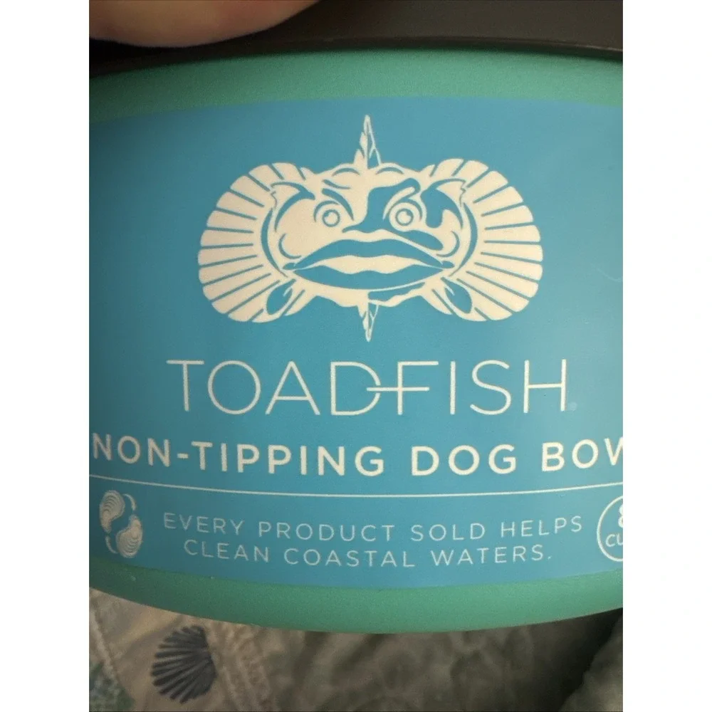 Toadfish 8 cup Non-Tipping Double Wall Dog Bowl‎ Teal TG1321 NEW Pet Dish w/LID